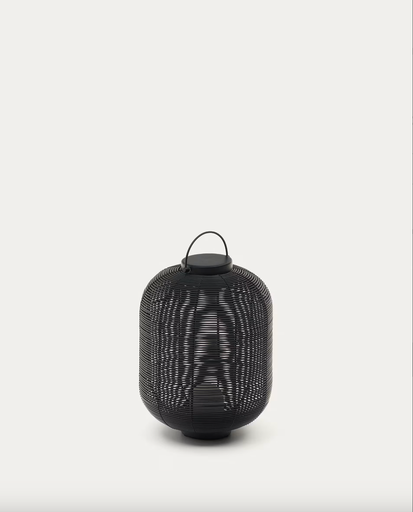 [L1100009FN01] SARANELLA : Lampe de table baladeuse petit format Saranella en rotin synthétique noir