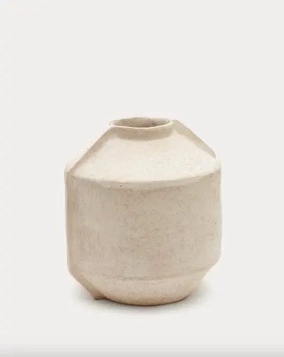 [D1300215CP05] MEJA : Vase Meja en papier mâché beige 47 cm