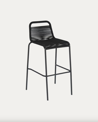 [CC5115J01] LAMBTON : Tabouret Lambton en corde noire et acier finition noire hauteur 74 cm