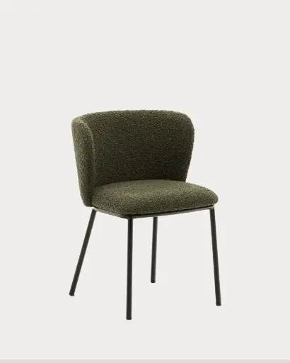 [C0100188JJ06] CISELIA : Chaise Ciselia bouclette verte et métal noir
