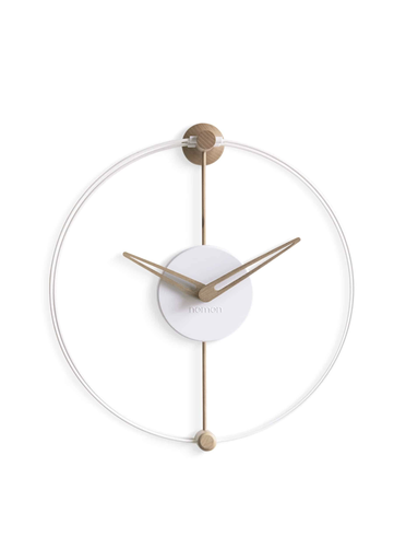 [NANOBR] NANO : Horloge boîtier blanc et aiguilles en chêne