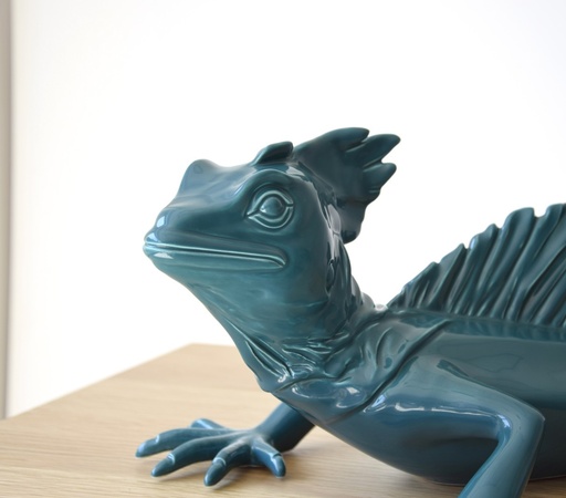 [TP340VB] BASILIK : Sculpture bleu 50x33x20cm