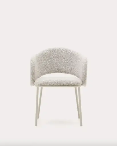 [C0100197VS12] MAINA  :  Chaise Maina en tissu chenille épais et pieds en acier beige