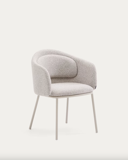 [C0100223VS12] IDAIRA  : Chaise Idaira en tissu chenille épais et pieds en acier beige