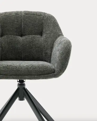 [C0100237JO19] LEXA : Chaise pivotante Lexa en tissu chenille et pieds en acier vert
