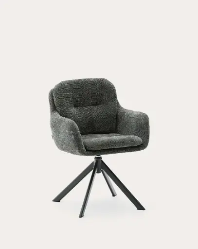 [C0100237JO19] LEXA : Chaise pivotante Lexa en tissu chenille et pieds en acier vert