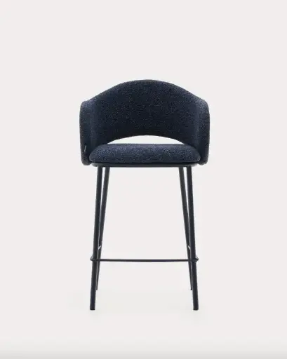 [C0100239VS25] MAINA : Tabouret Maina en chenille et pieds en acier bleue 