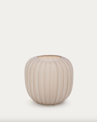 [D00205CR12] LUMIA : Vase Lumia en verre beige 38 cm