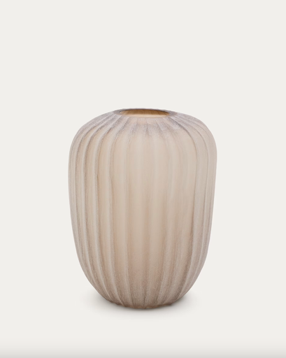 [D00206CR12] LUMIA : Vase Lumia en verre beige 27 cm