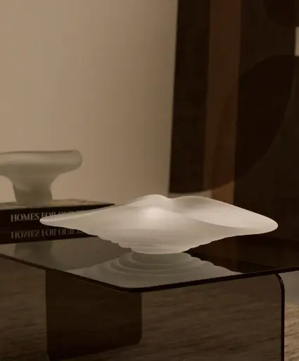 [D00227CR07] ONDARO : Centre de table Ondaro en verre dépoli 11 cm

