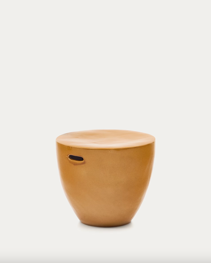 [J2200019PR81] MESQUIDA : Table d'appoint extérieure en céramique moutarde 45 cm