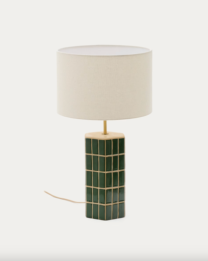 [L01008KK06] RUE : Lampe de table Rue en céramique verte