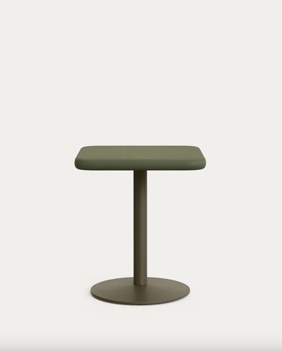 [T00163PR19] ESILDA : Table d'extérieur, plateau en béton vert 70x70cm et pied en acier vert 55x72cm