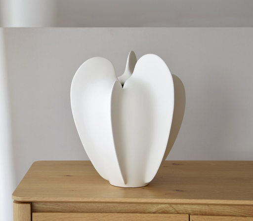 [TP348] CORAL : Grand vase en céramique blanc 35 x 38 cm