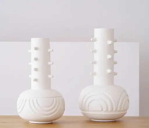 [TP353] NIM : Grand vase en céramique blanc 25,5x46 cm 