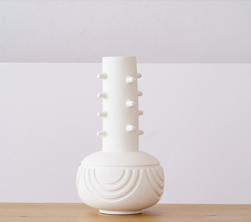 [TP354] NIM : Petit vase en céramique blanc 23,5 x 41 cm 
