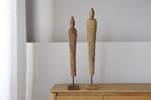 [34FO2335] MOINE : Bois sculpté 10x10x65 cm 