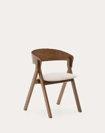 [C06046MK12] GODIA : Chaise en frêne wengé et tissu beige
