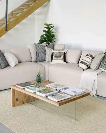 [C948M40] TULSI : Table basse Tulsi en chêne et verre 120 x 70 cm