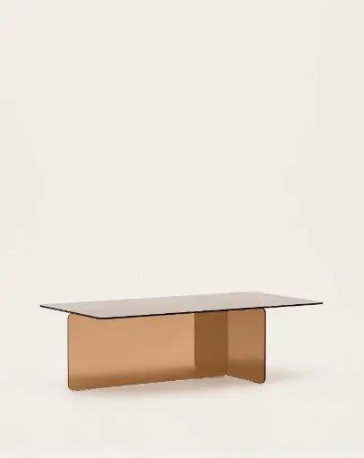 [T0600067CC28] ZAREN : Table basse en verre trempé marron 120 x 60 cm