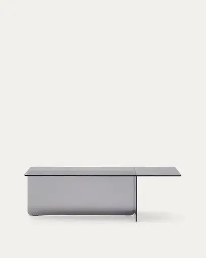 [T0600067CC26] ZAREN : Table basse en verre trempé gris 120 x 60 cm