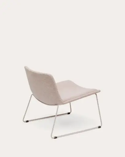 [S0900104SO12] ZAHARA : Fauteuil beige et acier finition beige 