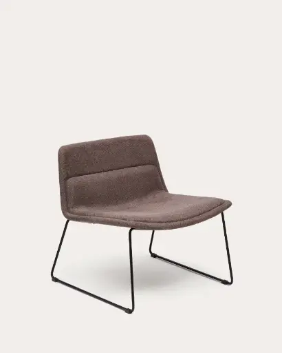 [S0900105SO11] ZAHARA : Fauteuil Zahara marron et acier finition noire 