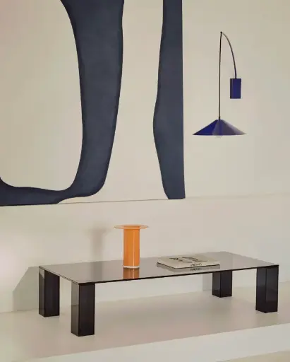 [T0600053CC03] ADULARIA : Table basse en verre trempé gris foncé 140 x 60 cm