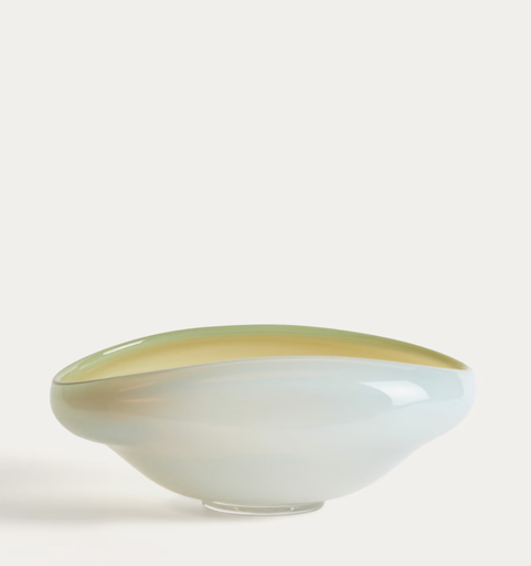 [D01043CR05] NODILA : Centre de table en verre blanc 30x21 cm