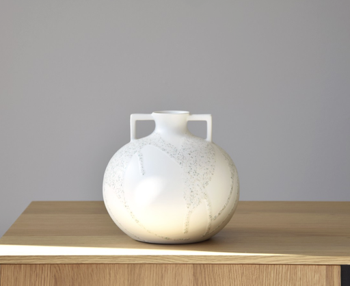 [G21385P] AIR : Vase en céramique blanc  20x20x19cm 