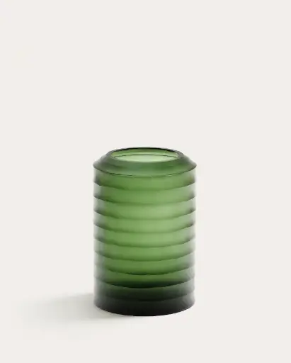 [D1300263CC19] BUNCE : Vase en verre recyclé vert 16x16x26 cm