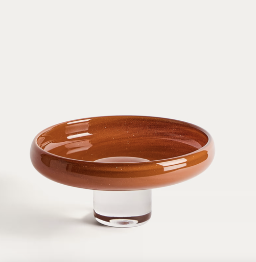 [D01041CR04] DENUO : Centre de table en verre rouge 28 cm