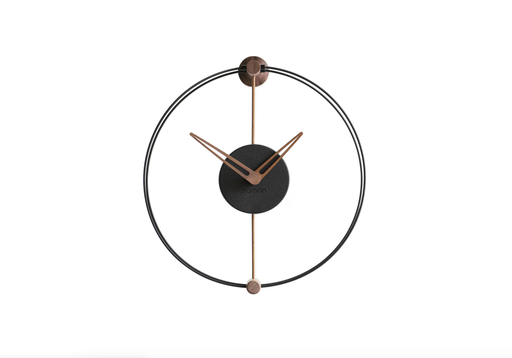 [1981400000007] NANO : Horloge boîtier noir et aiguilles en chêne