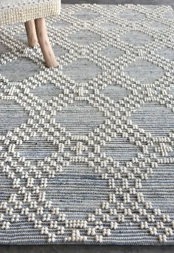 [5702BL17] NASHVILLE : Tapis bleu 200x300cm 