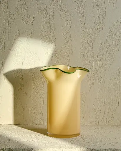 [D00881CR31] ENDASI : Vase en verre jaune 31 cm