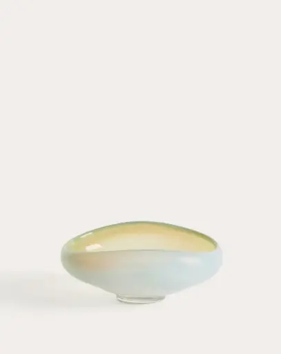 [D01045CR07] NODILA : Centre de table en verre blanc 19x14 cm