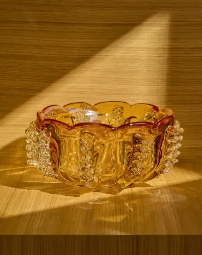 [D01050CR13] NICORA : Centre de table en verre orange 30 cm
