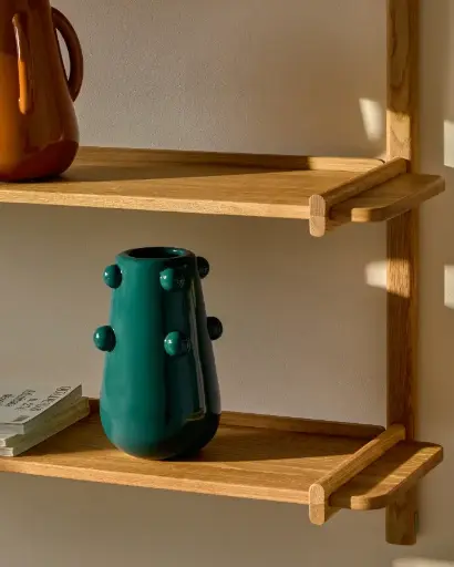 [D00780PR19] ODRA : Vase en céramique vert foncé brillant 25,5 cm