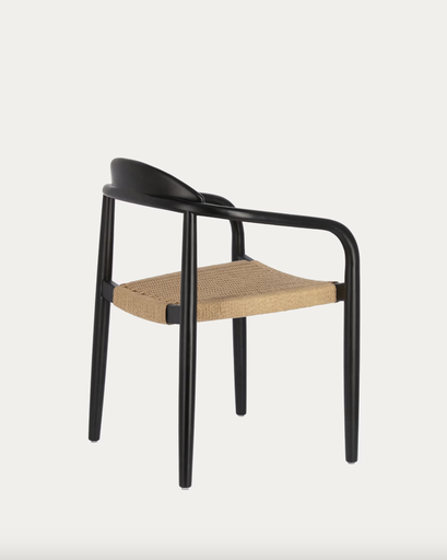 [CC2034CP46] NINA : Chaise Nina en bois d'acacia finition noire et corde en papier beige FSC 100%