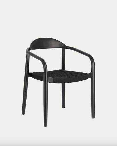 [CC2034J01] NINA : Chaise Nina en bois d'acacia finition noir mat et corde noire
