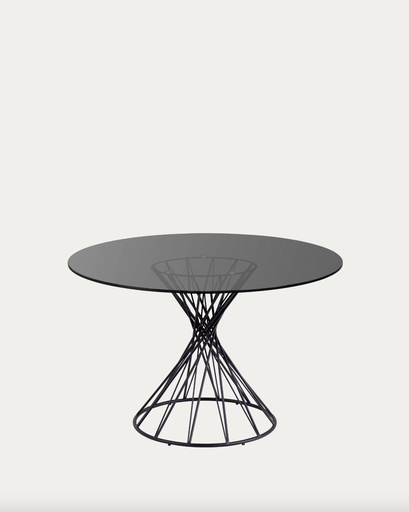 [CC5213C15] NIUT : Table ronde Niut en verre et pieds en acier finition noire 120 cm