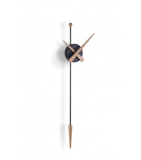 [PTANR] PUNTA : Horloge avec boîtier noir et aiguilles en chêne
