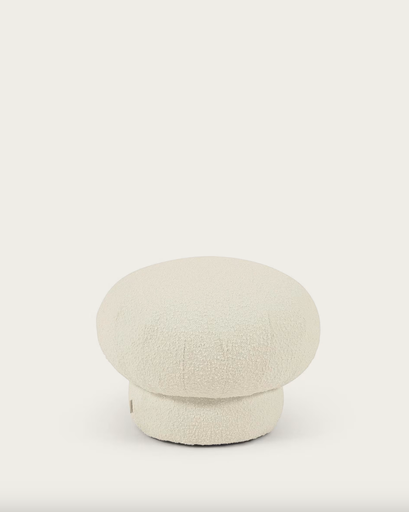 [S817_80_J33] SARISHA : Pouf rond bouclette blanc 50cm