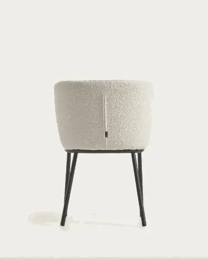 [CC3000J33] CISELIA : Chaise Ciselia bouclette blanc et métal noir 
