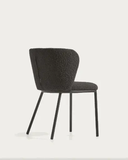 [CC3000J01] CISELIA : Chaise Ciselia bouclette noire et métal noir
