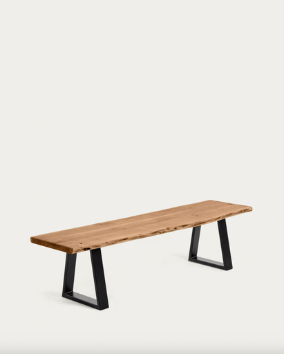 [CC1078M43] ALAIA Banc 140 : Banc Alaia en bois d'acacia naturelle et pieds en acier noir 140 cm