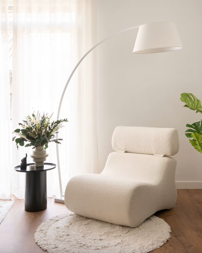 [S442J33] CLUB : Fauteuil Club bouclette blanc