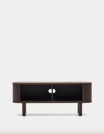 [M1000015MM51] MAILEN : Meuble TV Mailen 2 portes en bois de frêne avec finition foncée 120 x 50 cm