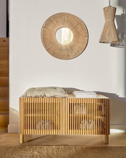 [LH0610FN46] DAMIRA : Miroir rond Damira en jute finition naturelle 60 cm