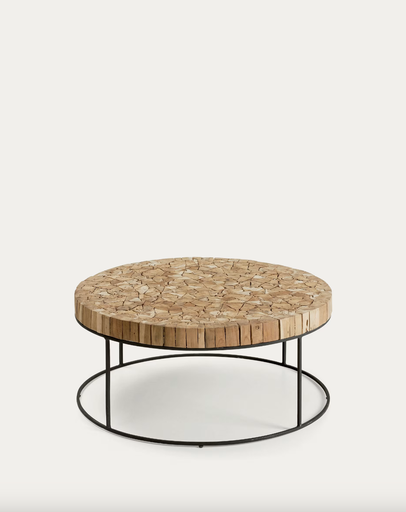 [A167M47] SOLO : Table basse Solo en teck recyclé et acier noir 80 cm